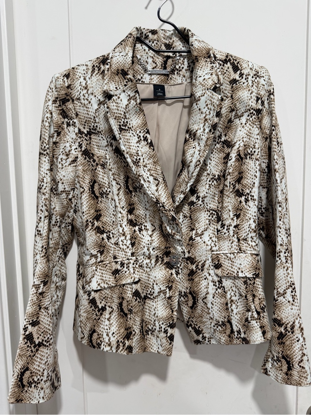 White House Black Market Snake-Print Blazer - Beige/Brown/Black